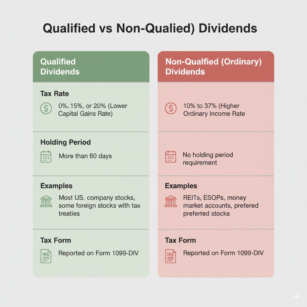 qualified vs non-qualified dividends USA.