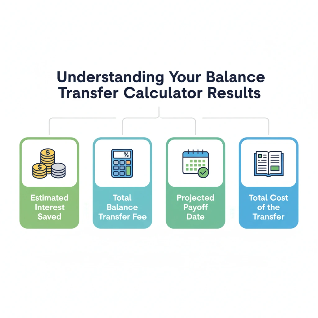 Balance transfer calculator results.