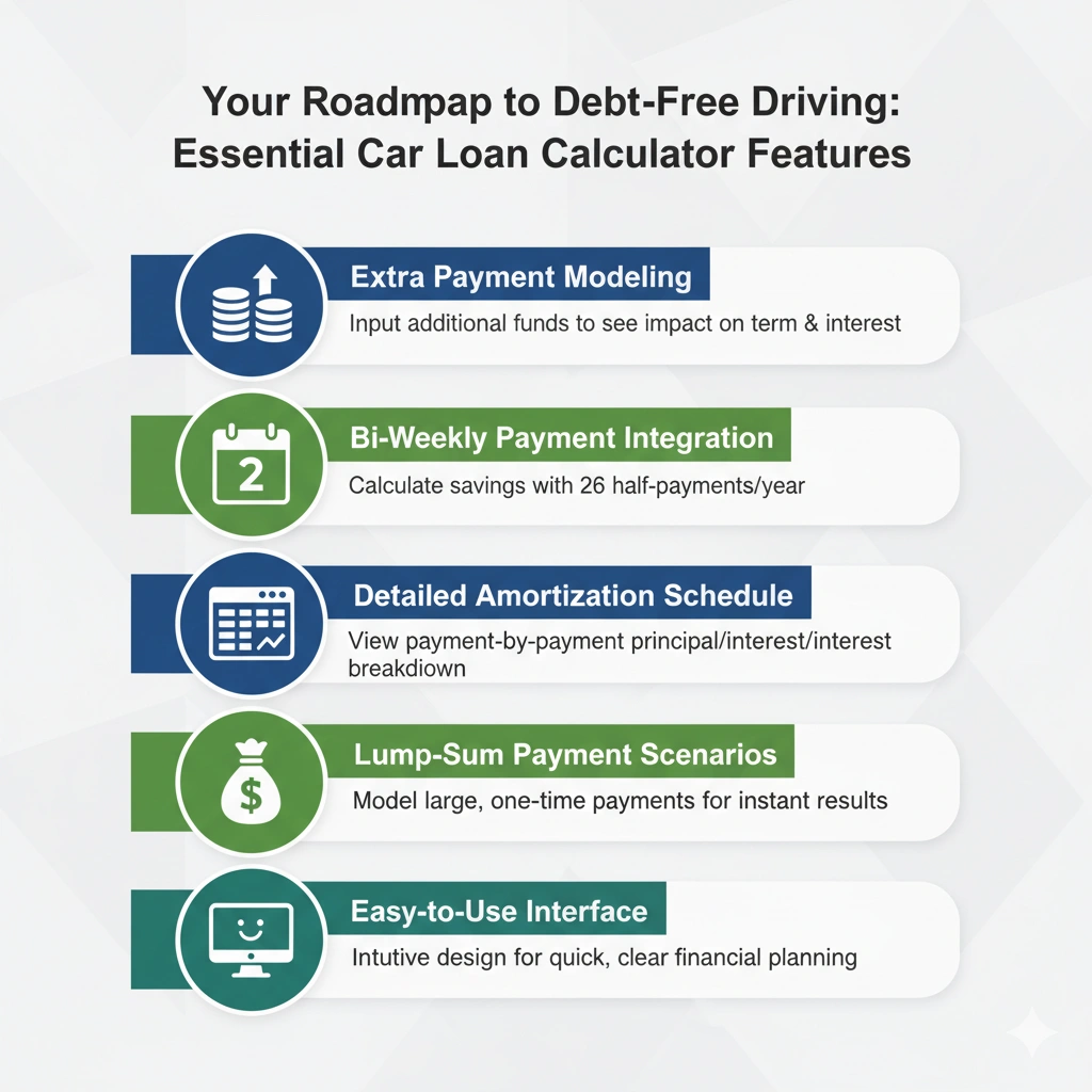 Car loan calculator features.